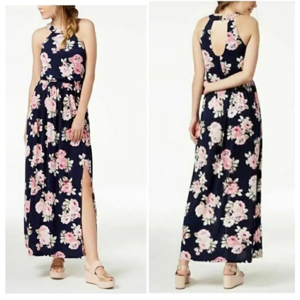 Womens Trixxi Stunning Floral High Neck Maxi Dress - Sz L